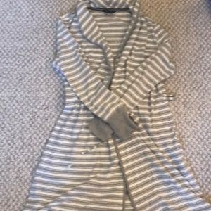 Gray and white striped robe